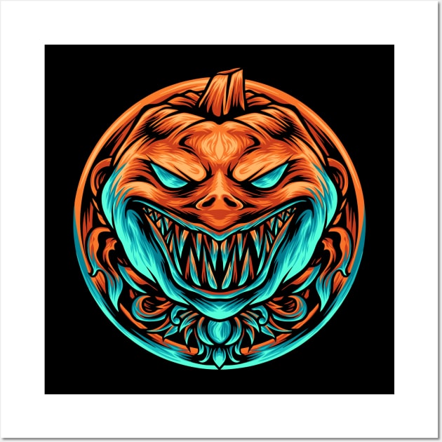 The Pumpkin Halloween With Ornaments Wall Art by FunSillyShop